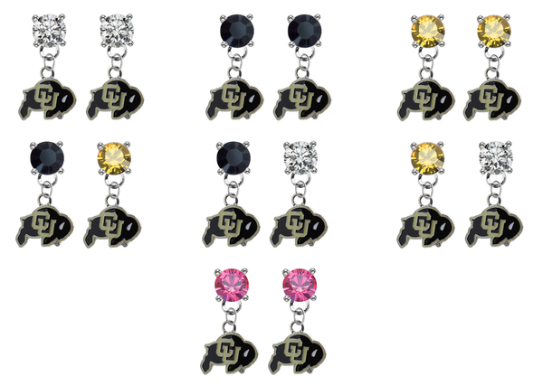 Colorado Buffaloes NCAA Swarovski Crystal Stud Rhinestone Earrings