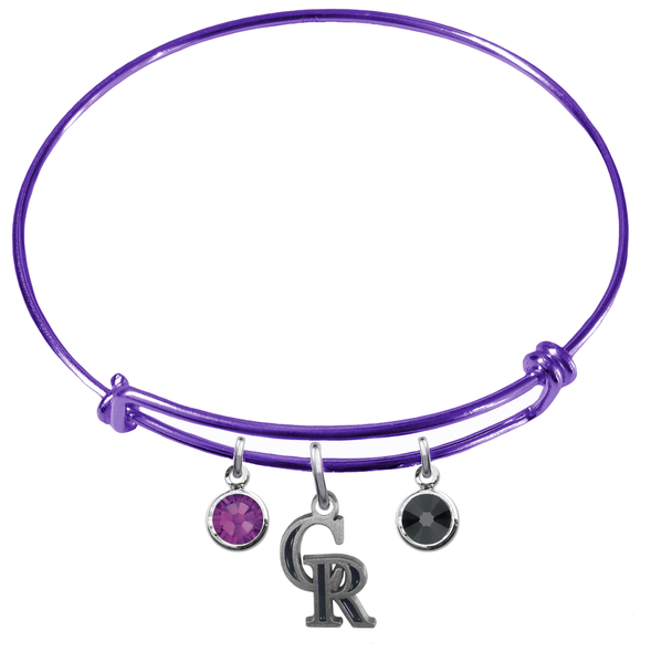 Colorado Rockies Purple MLB Expandable Wire Bangle Charm Bracelet
