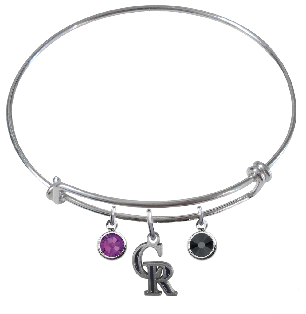 Colorado Rockies MLB Expandable Wire Bangle Charm Bracelet