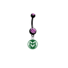 Colorado State Rams BLACK w/ PINK GEM College Belly Button Navel Ring
