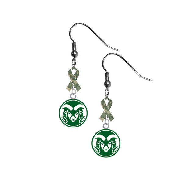 Colorado State Rams Salute to Service Camouflage Camo Ribbon Dangle Earrings