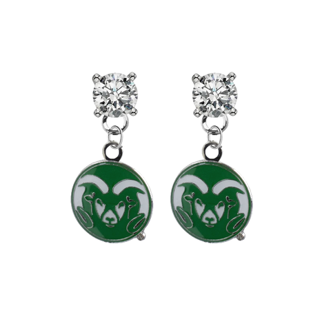 Colorado State Rams CLEAR Swarovski Crystal Stud Rhinestone Earrings