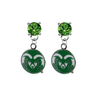 Colorado State Rams GREEN Swarovski Crystal Stud Rhinestone Earrings