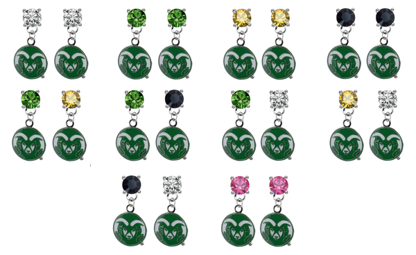 Colorado State Rams NCAA Swarovski Crystal Stud Rhinestone Earrings
