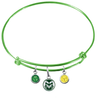 Colorado State Rams Lime Green Expandable Wire Bangle Charm Bracelet