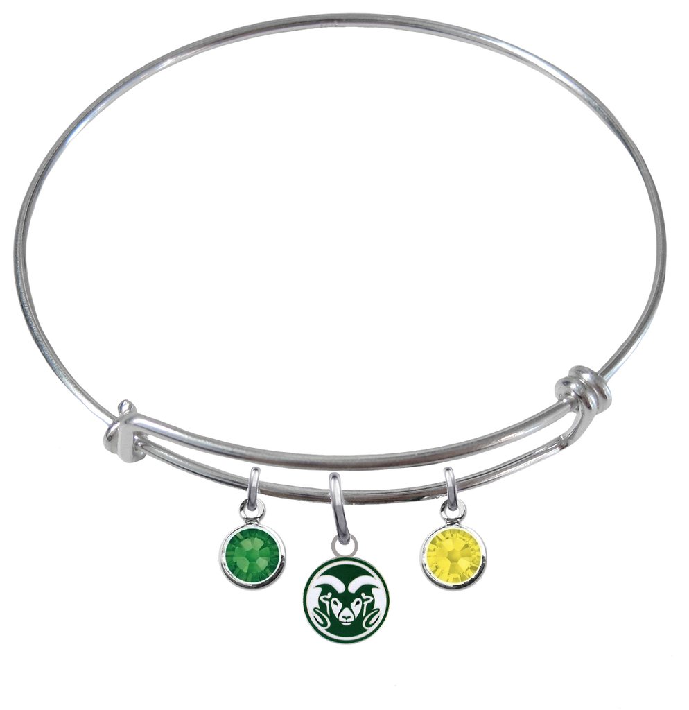 Colorado State Rams NCAA Expandable Wire Bangle Charm Bracelet