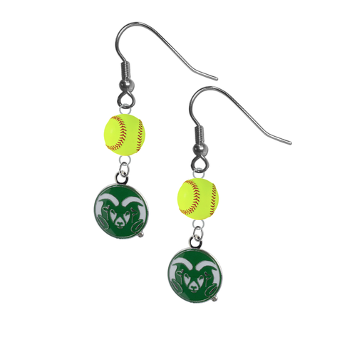 Colorado State Rams NCAA Fastpitch Softball Dangle Earrings