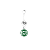 Colorado State Rams WHITE College Belly Button Navel Ring