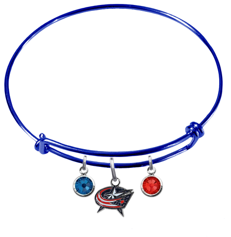 Columbus Blue Jackets Color Edition BLUE Expandable Wire Bangle Charm Bracelet