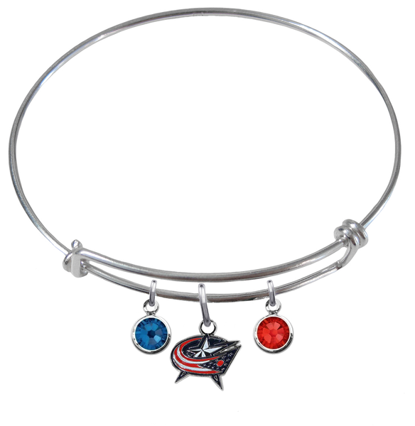 Columbus Blue Jackets NHL Expandable Wire Bangle Charm Bracelet