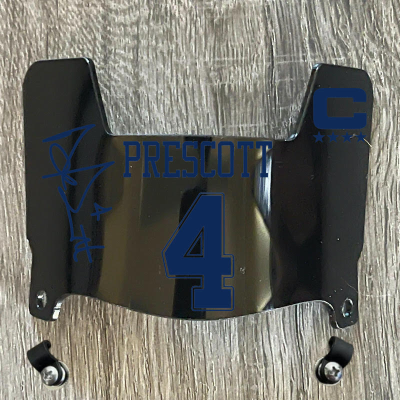 Dallas Cowboys Dak Prescott Mini Football Helmet Visor Shield Black Dark Tint w/ Clips