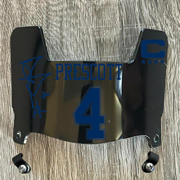Dallas Cowboys Dak Prescott Mini Football Helmet Visor Shield Black Dark Tint w/ Clips
