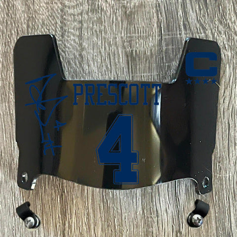 Dallas Cowboys Dak Prescott Mini Football Helmet Visor Shield Black Dark Tint w/ Clips