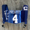 Dallas Cowboys Dak Prescott Mini Football Helmet Visor Shield Blue Chrome Mirror w/ Clips