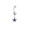 Dallas Cowboys Silver Auora Borealis Swarovski Belly Button Navel Ring - Customize Gem Colors