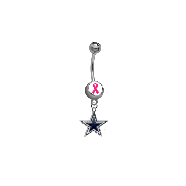 Dallas Cowboys Breast Cancer Awareness NFL Football Belly Button Navel Ring