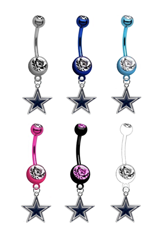 Dallas Cowboys NFL Football Belly Button Navel Ring - Pick Your Color