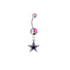 Dallas Cowboys Silver Pink Swarovski Belly Button Navel Ring - Customize Gem Colors