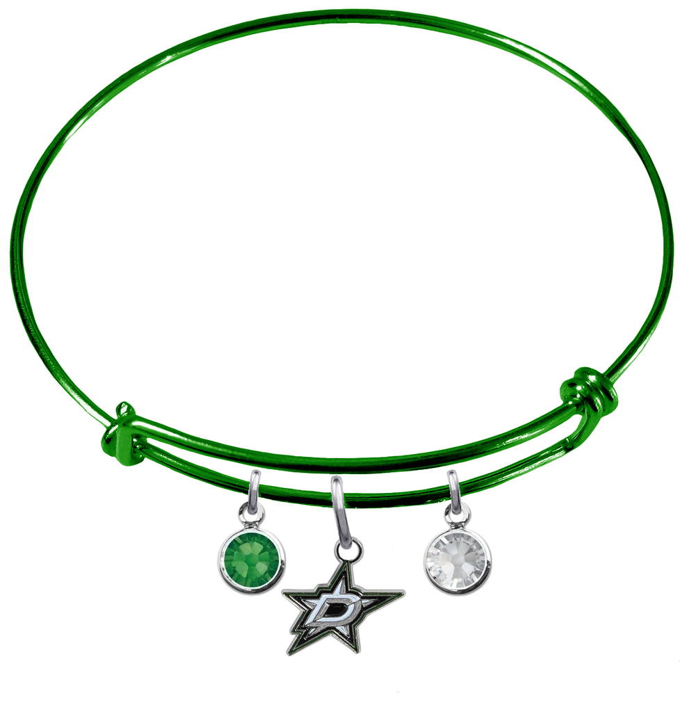 Dallas Stars Color Edition GREEN Expandable Wire Bangle Charm Bracelet