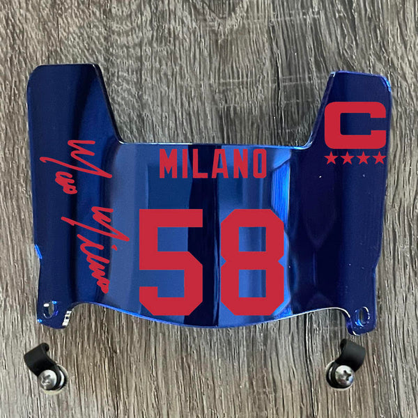 Buffalo Bills Dawson Knox Mini Football Helmet Visor Shield Blue Chrome Mirror w/ Clips