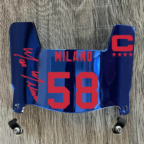 Buffalo Bills Dawson Knox Mini Football Helmet Visor Shield Blue Chrome Mirror w/ Clips