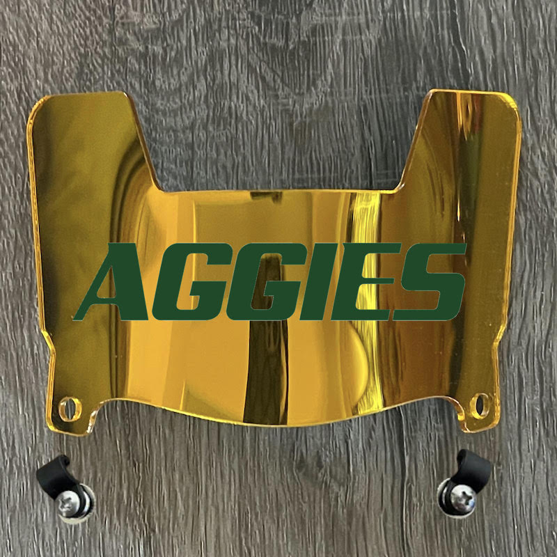 Delaware Valley Aggies DelVal Mini Football Helmet Visor Shield Gold Chrome Mirror w/ Clips