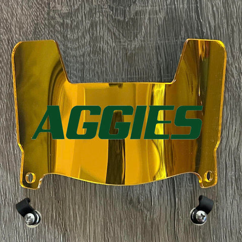 Delaware Valley Aggies DelVal Mini Football Helmet Visor Shield Gold Chrome Mirror w/ Clips