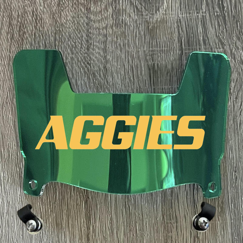 Delaware Valley Aggies DelVal Mini Football Helmet Visor Shield Green Chrome Mirror w/ Clips