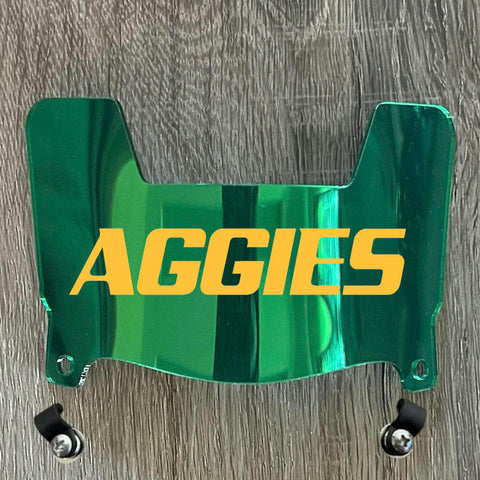 Delaware Valley Aggies DelVal Mini Football Helmet Visor Shield Green Chrome Mirror w/ Clips
