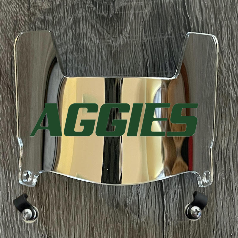 Delaware Valley Aggies DelVal Mini Football Helmet Visor Shield Silver Chrome Mirror w/ Clips