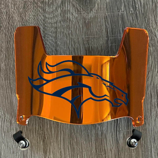 Denver Broncos Mini Football Helmet Visor Shield Orange Chrome Mirror w/ Clips