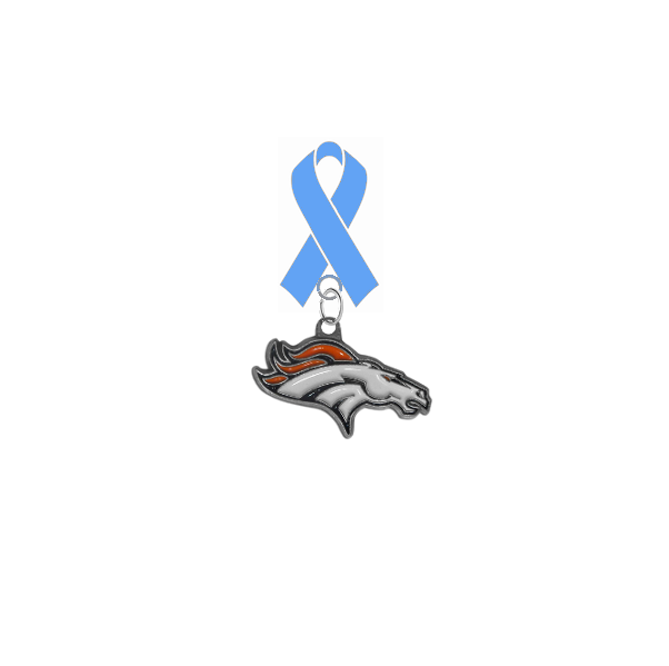 Denver Broncos NFL Prostate Cancer Awareness / Fathers Day Light Blue Ribbon Lapel Pin