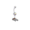 Denver Broncos Silver Auora Borealis Swarovski Belly Button Navel Ring - Customize Gem Colors