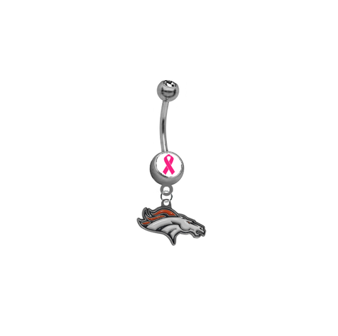 Denver Broncos Breast Cancer Awareness NFL Football Belly Button Navel Ring