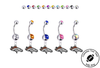 Denver Broncos Silver Swarovski Belly Button Navel Ring - Customize Gem Colors