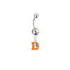 Denver Broncos Retro Silver Auora Borealis Swarovski Belly Button Navel Ring - Customize Gem Colors