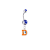 Denver Broncos Retro Silver Blue Swarovski Belly Button Navel Ring - Customize Gem Colors