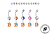 Denver Broncos Retro Silver Swarovski Belly Button Navel Ring - Customize Gem Colors