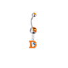 Denver Broncos Retro Silver Orange Swarovski Belly Button Navel Ring - Customize Gem Colors
