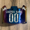 Detroit Lions Custom Name & Number Full Size Football Helmet Visor Shield Blue Iridium Mirror w/ Clips - MONEY PRINT