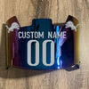 Detroit Lions Custom Name & Number Full Size Football Helmet Visor Shield Blue Iridium Mirror w/ Clips - METALLIC SILVER