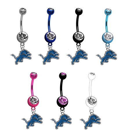 Detroit Lions NFL Football Belly Button Navel Ring - Pick Your Color