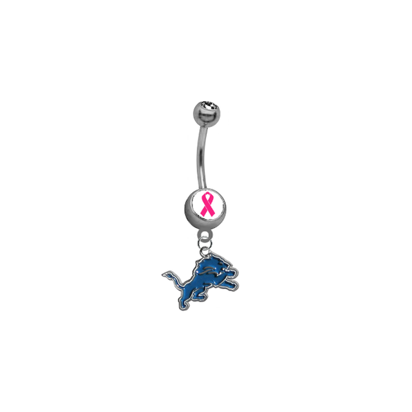 Detroit Lions Breast Cancer Awareness NFL Football Belly Button Navel Ring