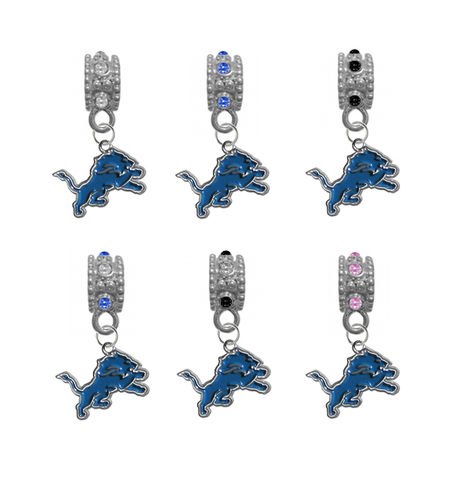 Detroit Lions NFL Football Crystal Rhinestone European Bracelet Charm