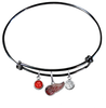 Detroit Red Wings Color Edition BLACK Expandable Wire Bangle Charm Bracelet