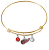 Detroit Red Wings Color Edition GOLD Expandable Wire Bangle Charm Bracelet