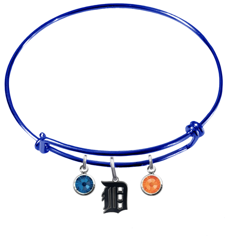 Detroit Tigers Blue MLB Expandable Wire Bangle Charm Bracelet