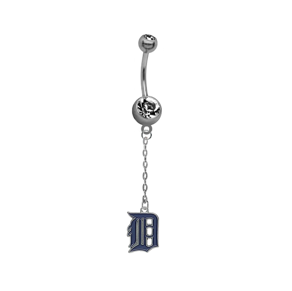 Detroit Tigers Dangle Chain Belly Button Navel Ring