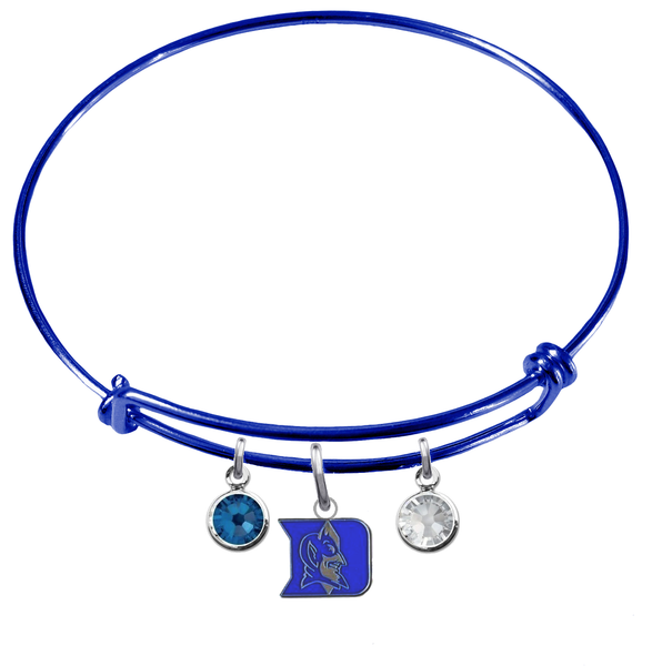 Duke Blue Devils Blue Expandable Wire Bangle Charm Bracelet