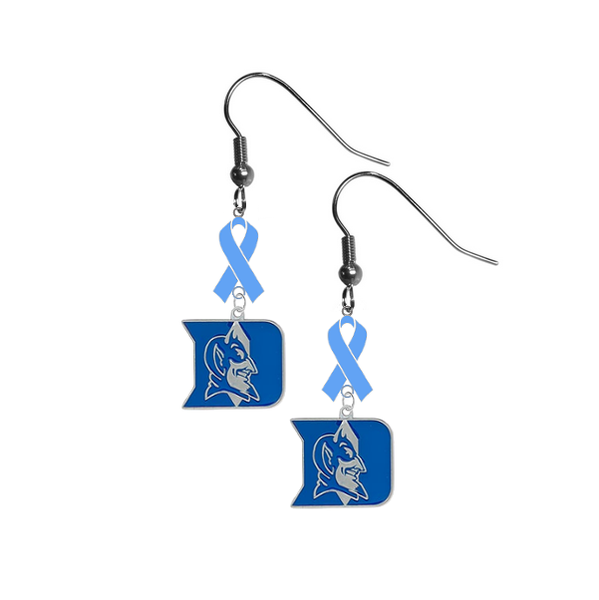 Duke Blue Devils Prostate Cancer Awareness Light Blue Ribbon Dangle Earrings